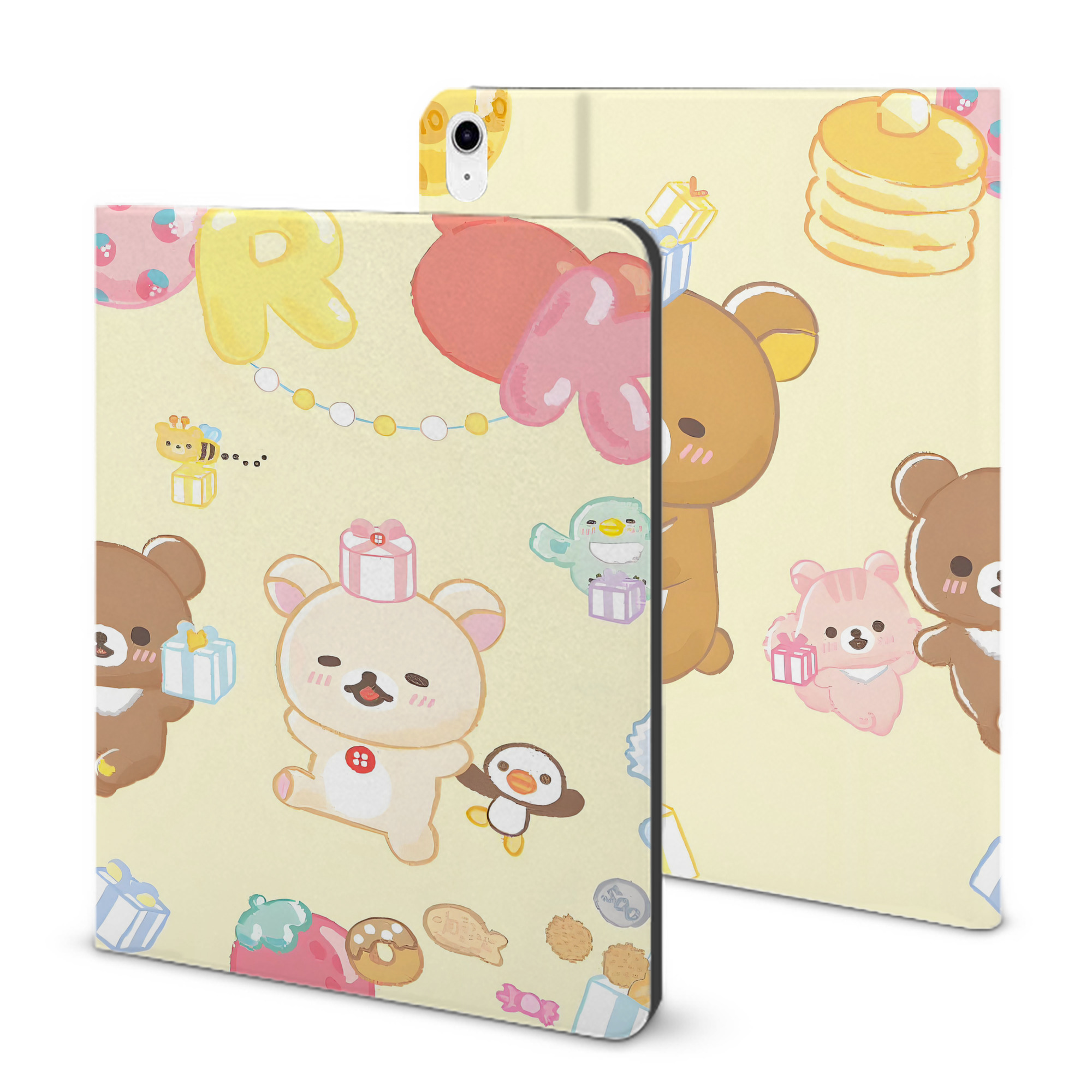 （画像用） リラックマ リラックマ キイロイトリ Rilakkuma Korilakkuma Kiiroitori IPad ケース ブック型 PUレザー TPU 耐衝撃 軽量 薄型 ペン収納なし 全面保護 IPad 各モデル対応